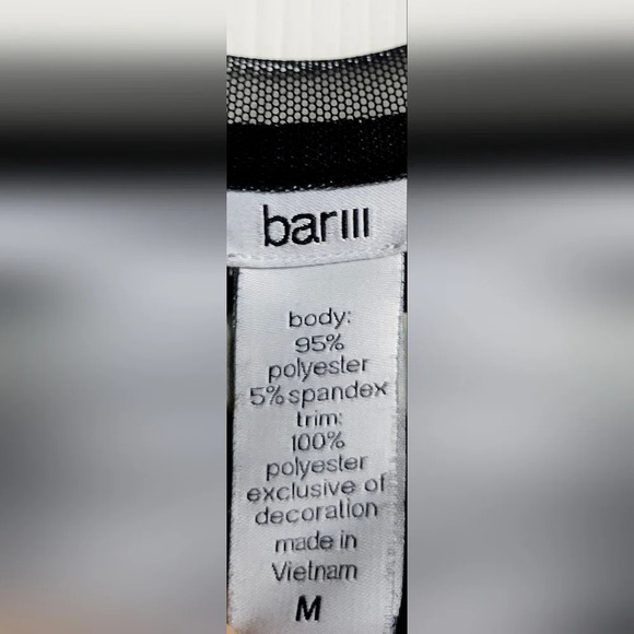 Bar III - Black Athletic Top with Mesh Trim, Size M - Picture 3 of 5